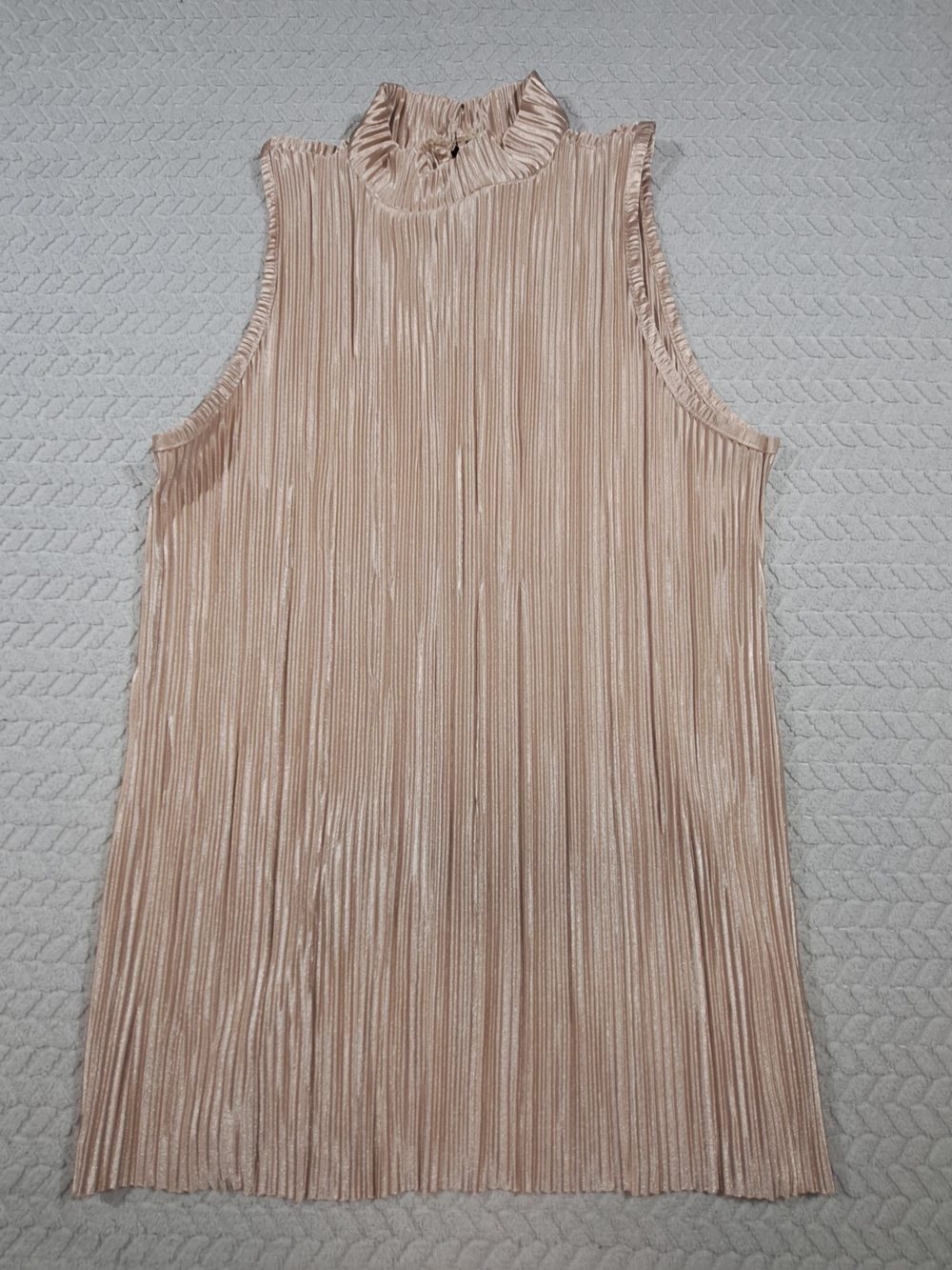 Absolute Angel Shimmery Blush Pleated Sleeveless Top
